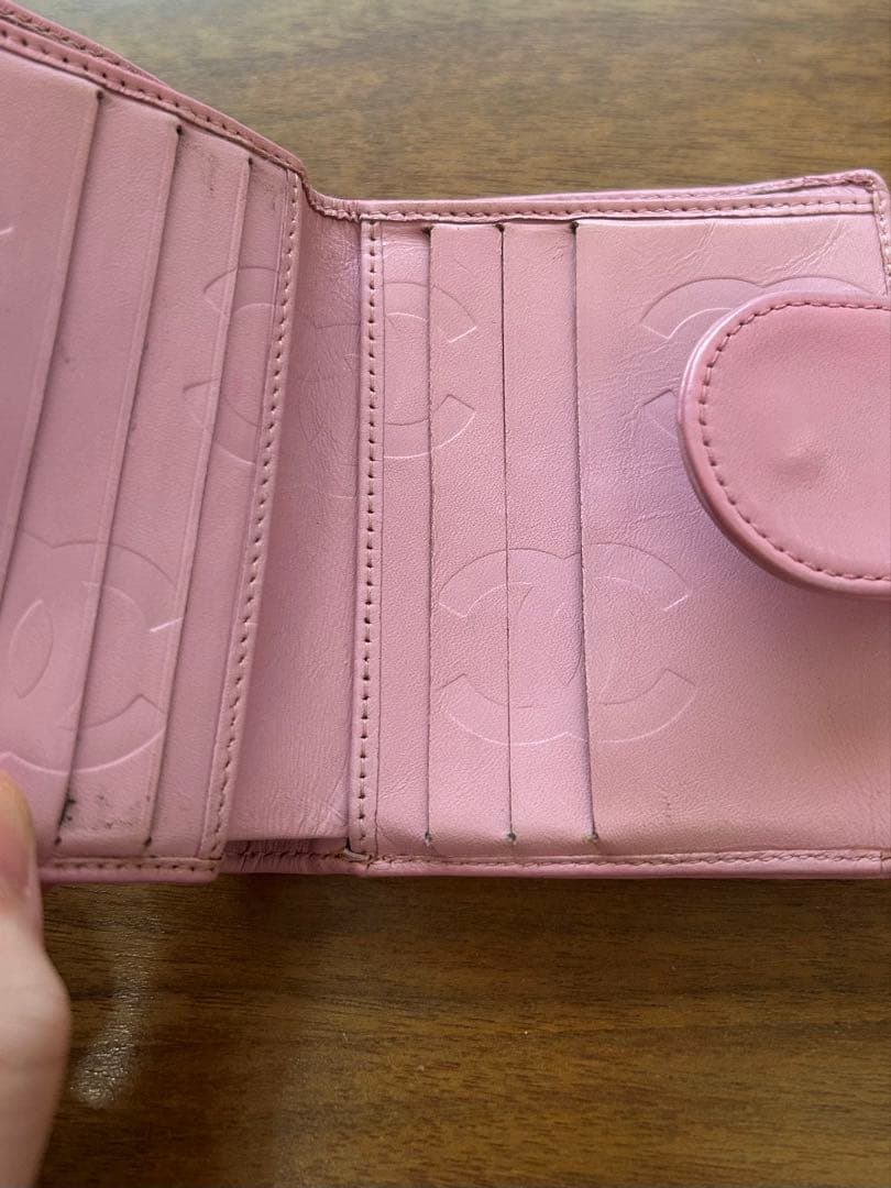 シャネル　カンボンライン 二つ折り財布 がま口 マトラッセ ココマーク　ピンク