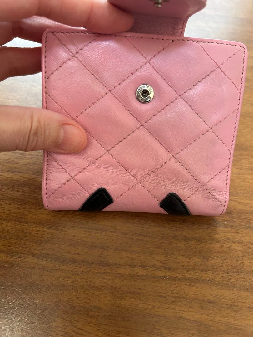 シャネル　カンボンライン 二つ折り財布 がま口 マトラッセ ココマーク　ピンク