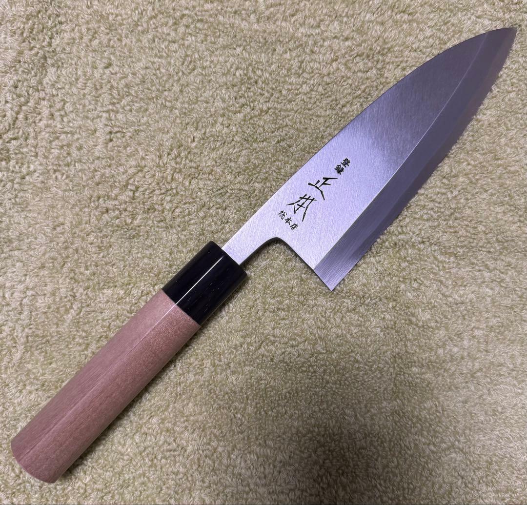 正本総本店 出刃 包丁 150mm 5寸 片刃 右利き用 白二鋼 水牛柄 新品