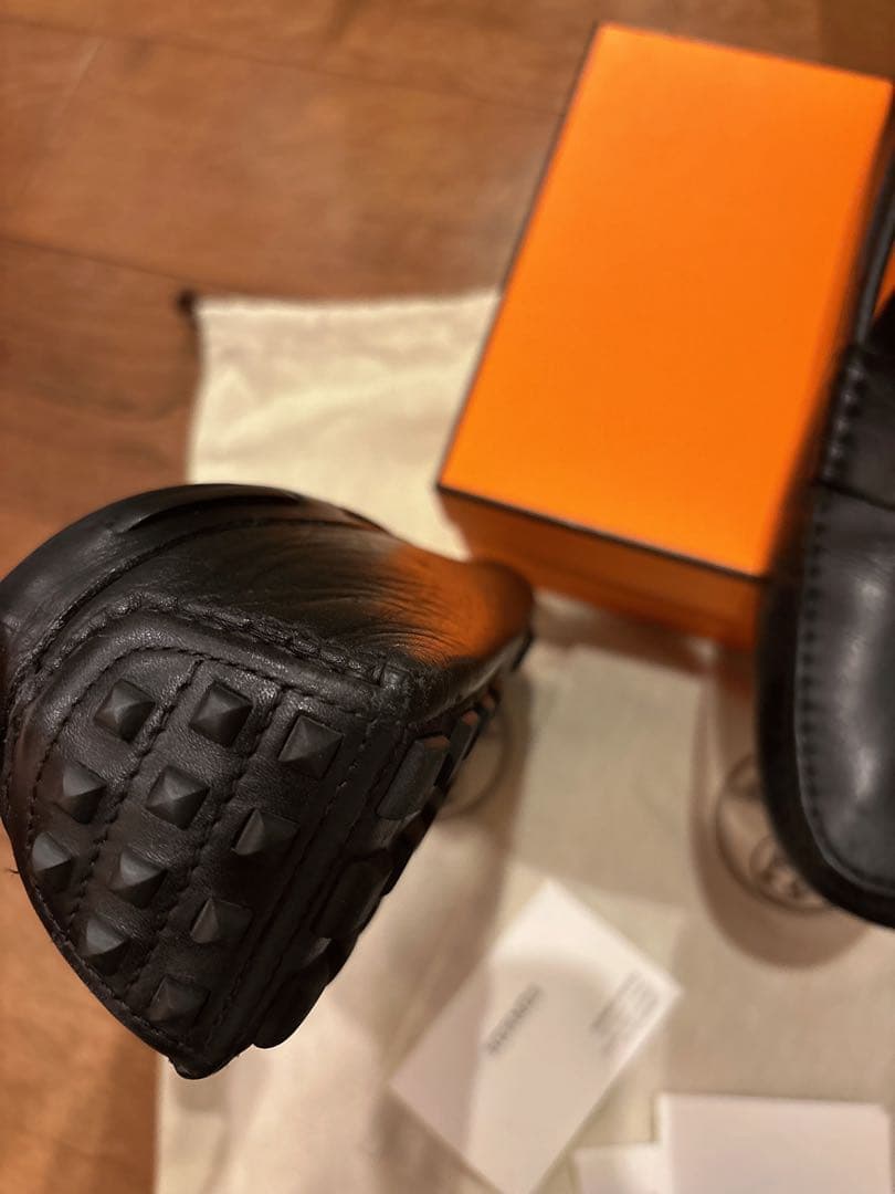 HERMES エルメス　モカシン　黒　43 1/2 27.5センチ程