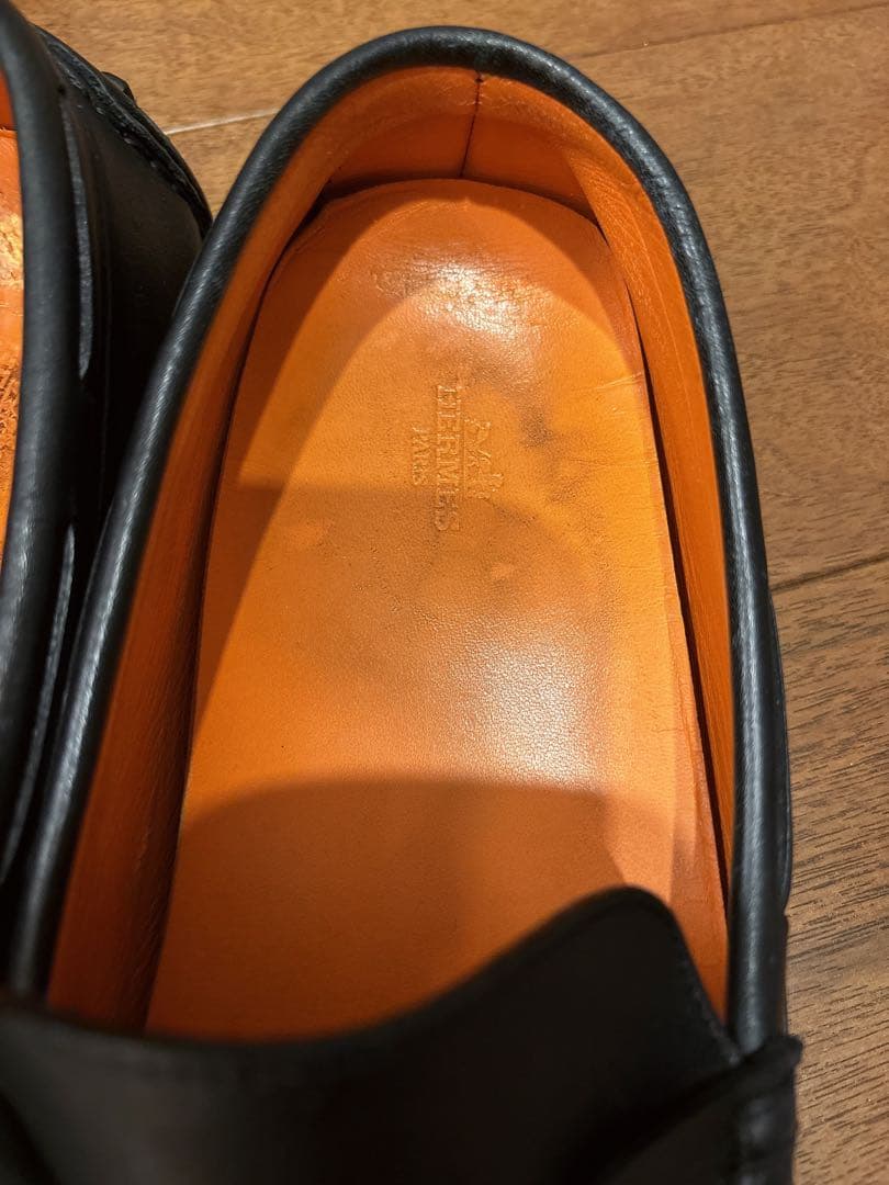 HERMES エルメス　モカシン　黒　43 1/2 27.5センチ程