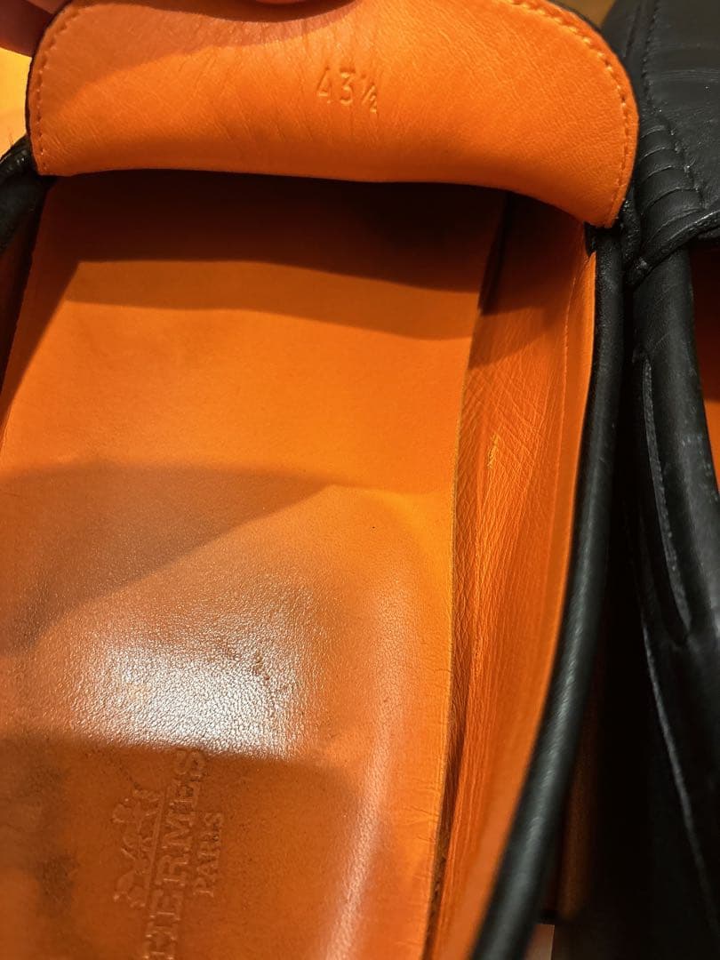 HERMES エルメス　モカシン　黒　43 1/2 27.5センチ程