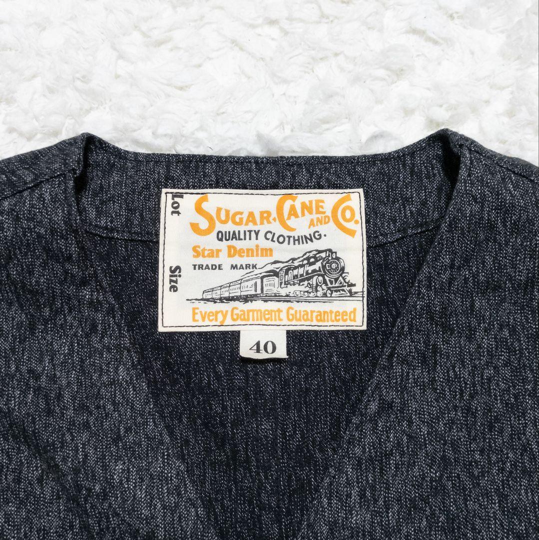 SUGAR CANE♦9oz. BLACK COVERT ワークベスト 黒 40