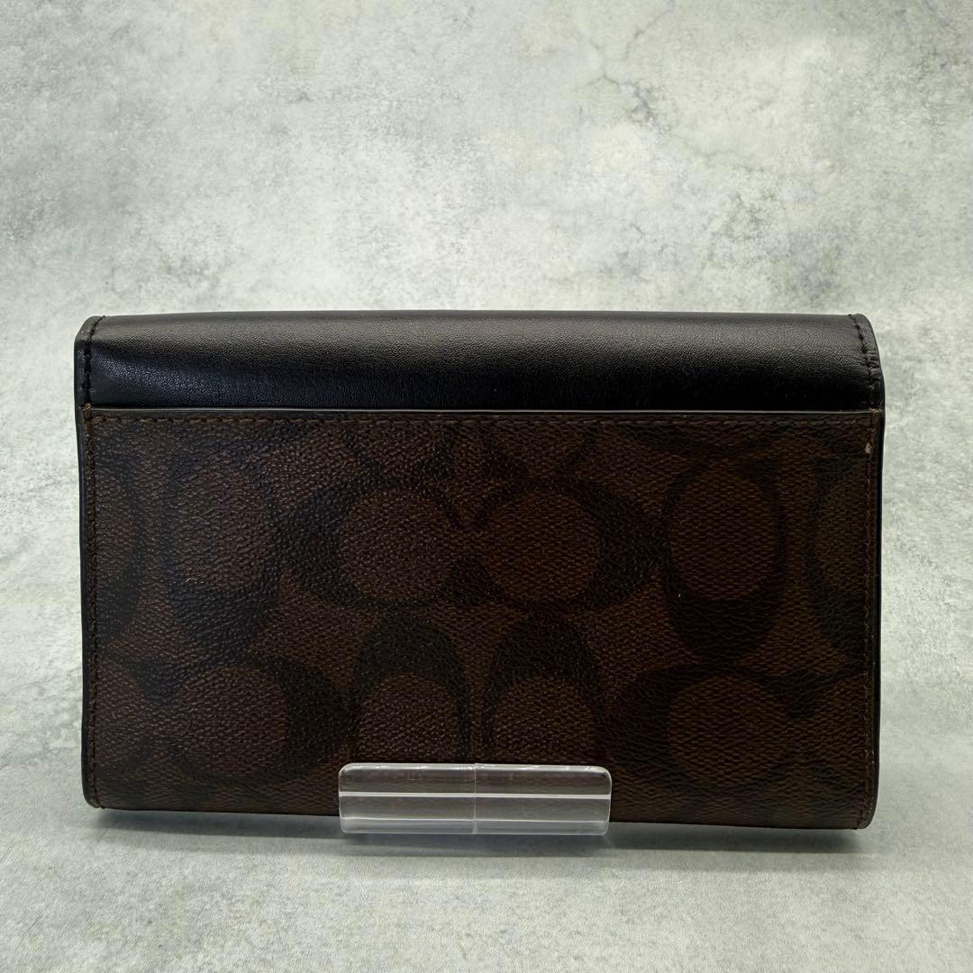 COACH コーチ 折り財布 PVC レザー シグネチャー ブラック ブラウン