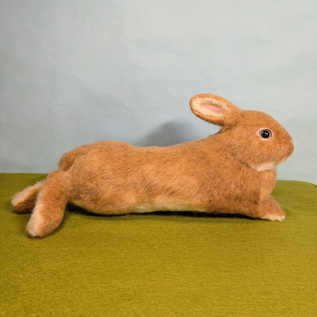 羊毛フェルト　うさぎ　まったりオレンジドワーフ　のあ