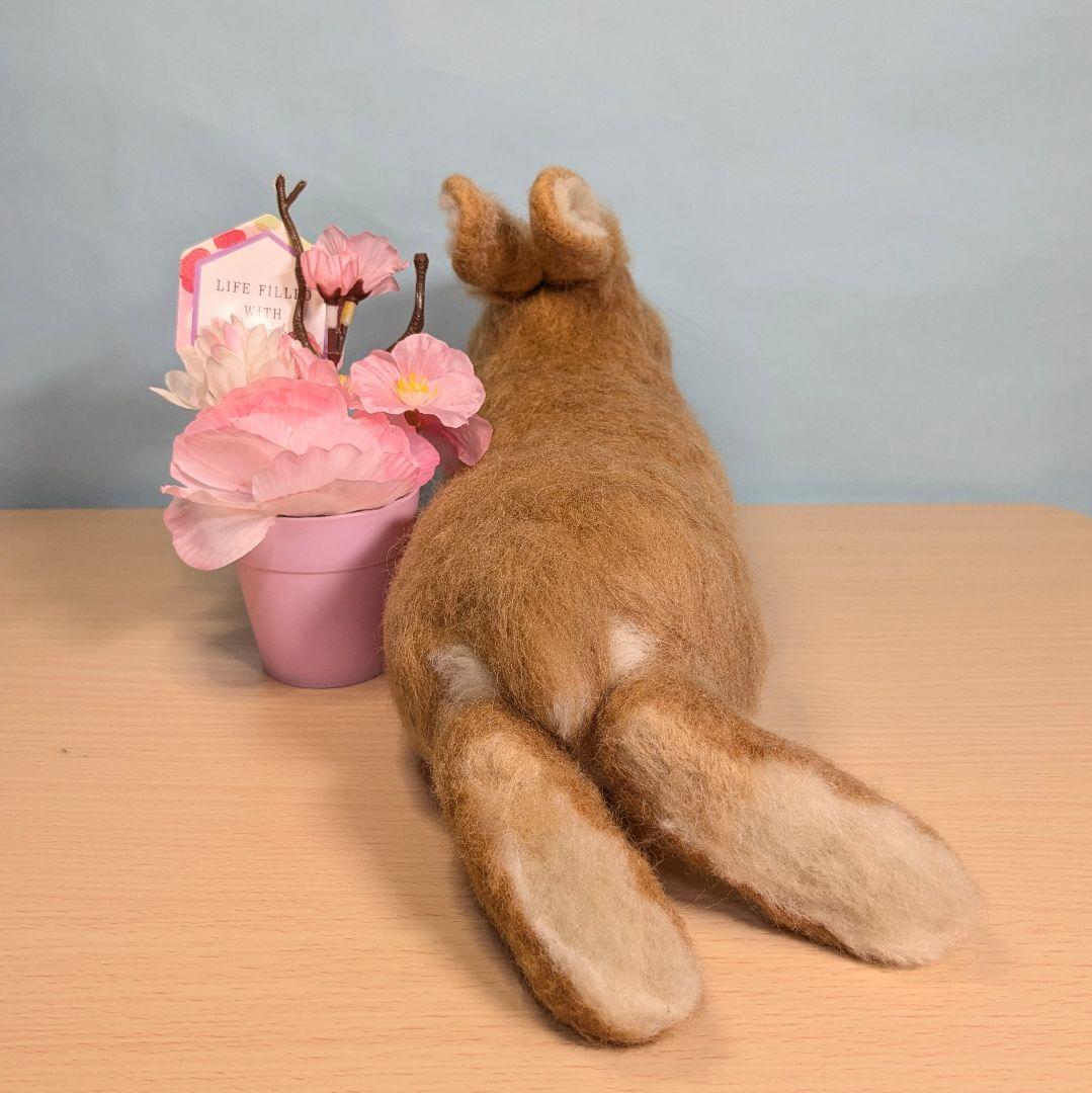 羊毛フェルト　うさぎ　まったりオレンジドワーフ　のあ