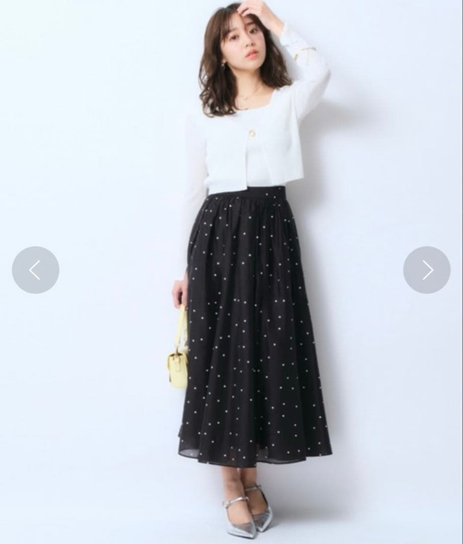 【新品未使用品】JUSGLITTY 切替ドットシアースカートとニット2点