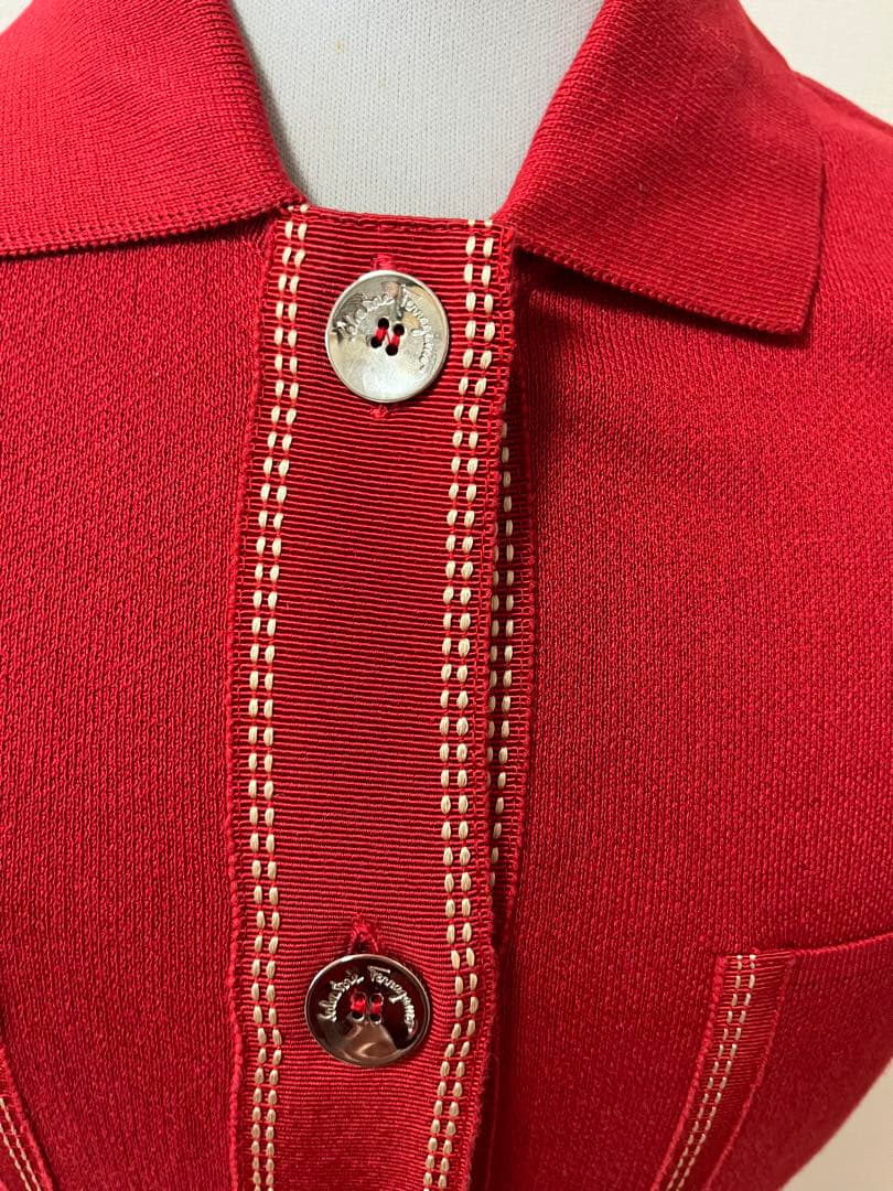 フェラガモ 長袖 ひざ丈ワンピース Salvatore Ferragamo 赤