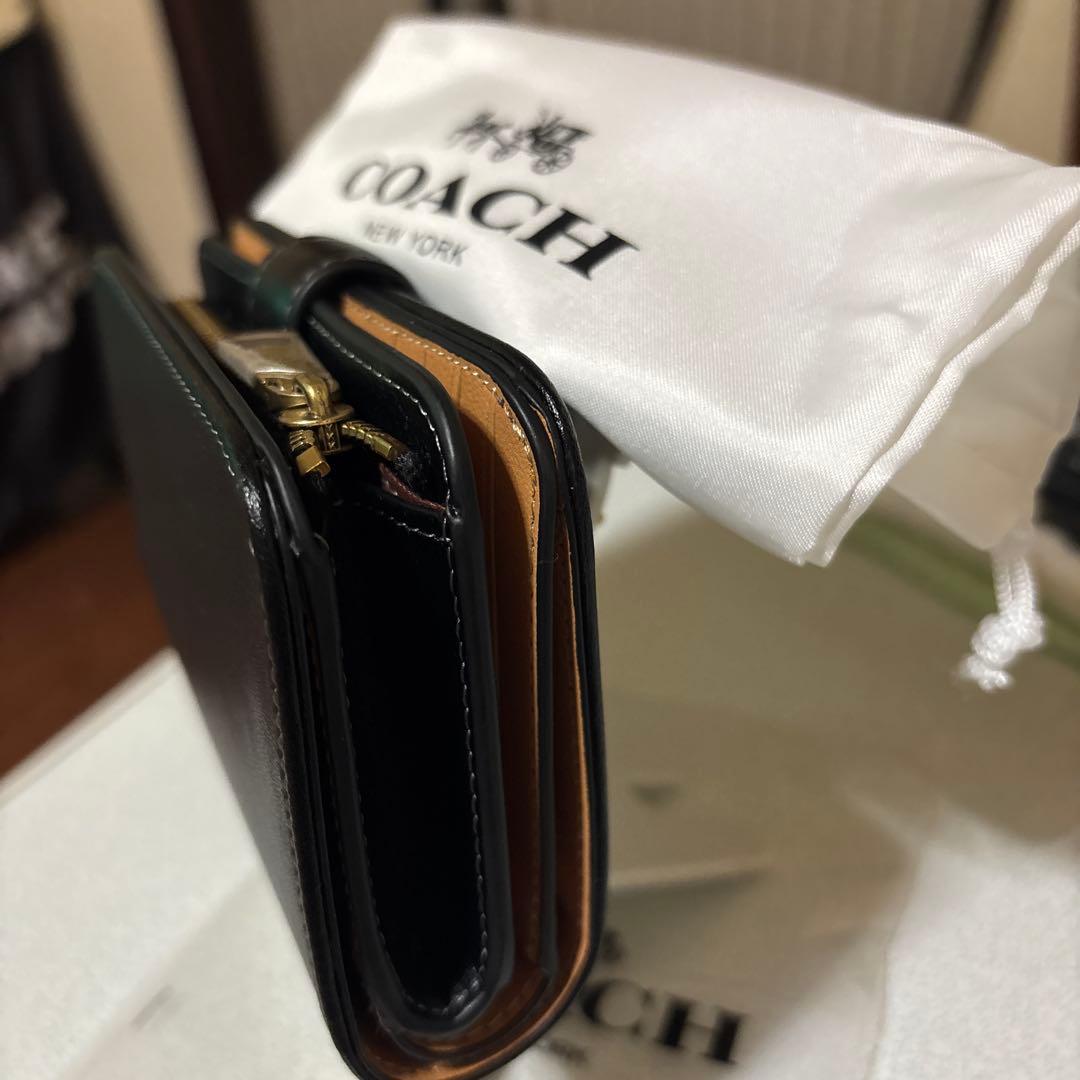 COACH ブラック 二つ折り財布ダビーミディアムウォレット