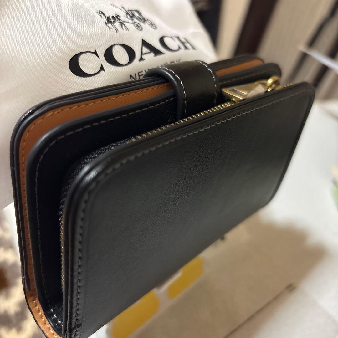 COACH ブラック 二つ折り財布ダビーミディアムウォレット