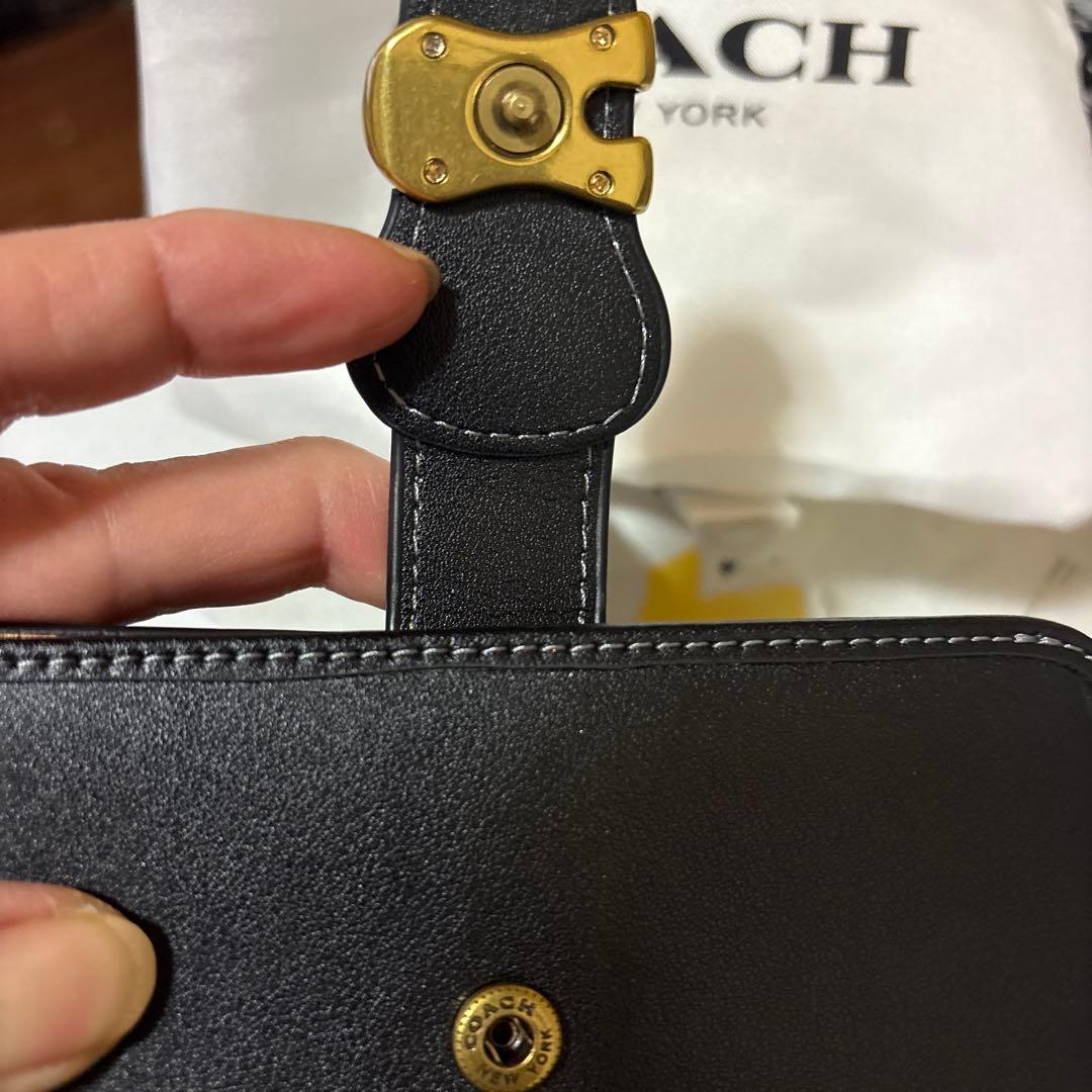 COACH ブラック 二つ折り財布ダビーミディアムウォレット