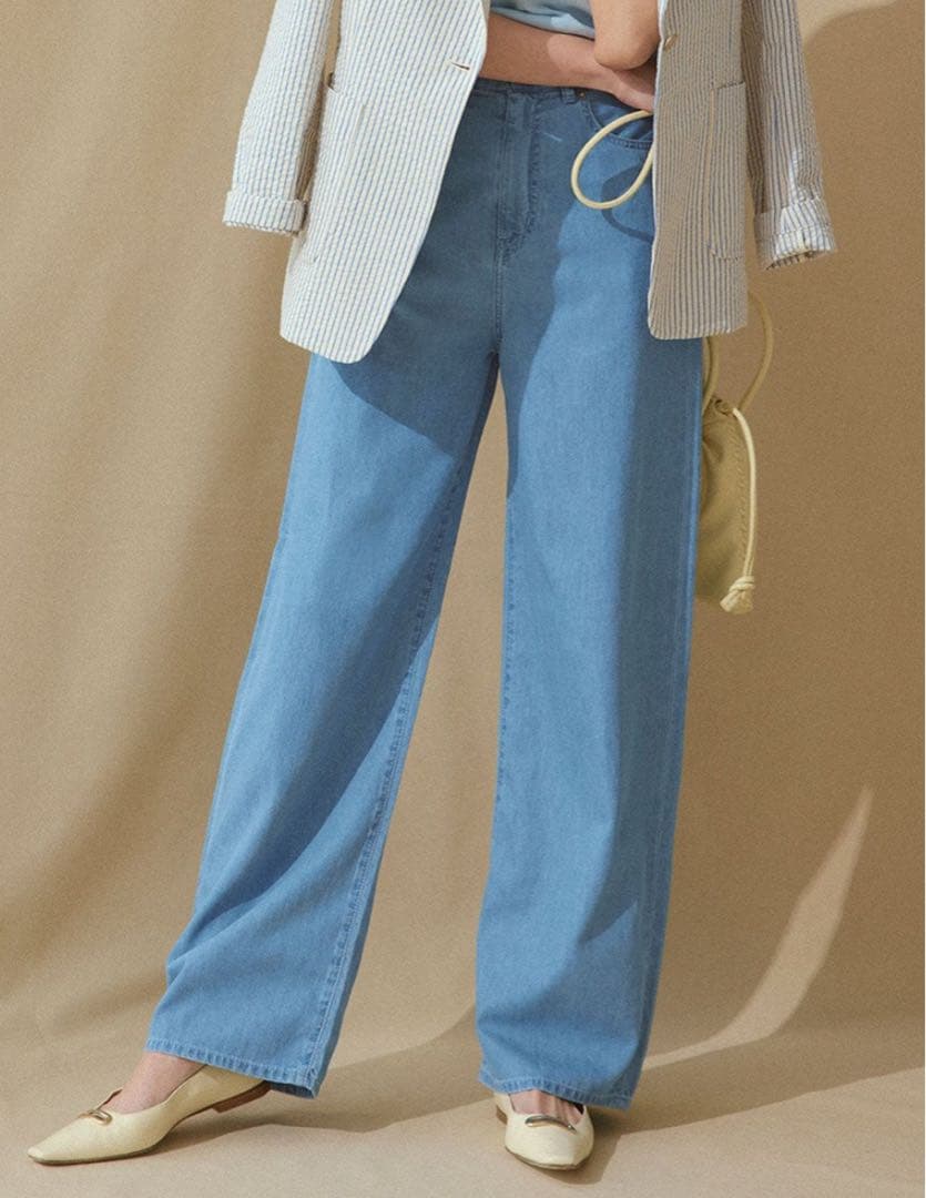 23区DENIM ライトダンガリー ワイドパンツ