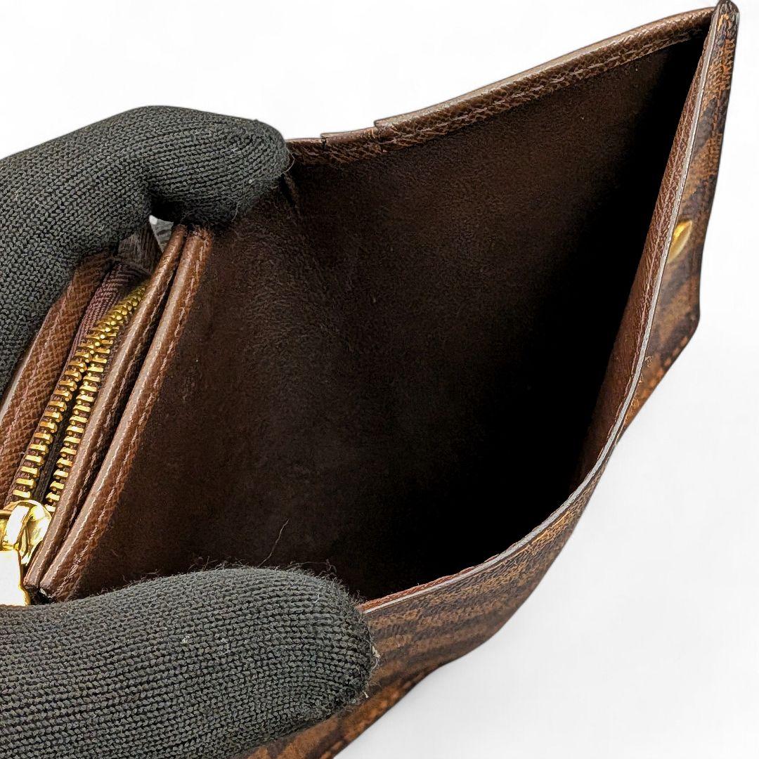 良品 ルイヴィトン ダミエ エベヌ ポルトモネ ビエ トレゾール 折り財布