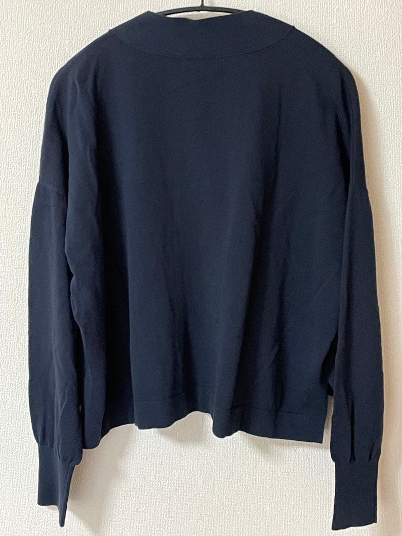 【美品】IENA ドライコットン Vネックカーディガン ネイビー
