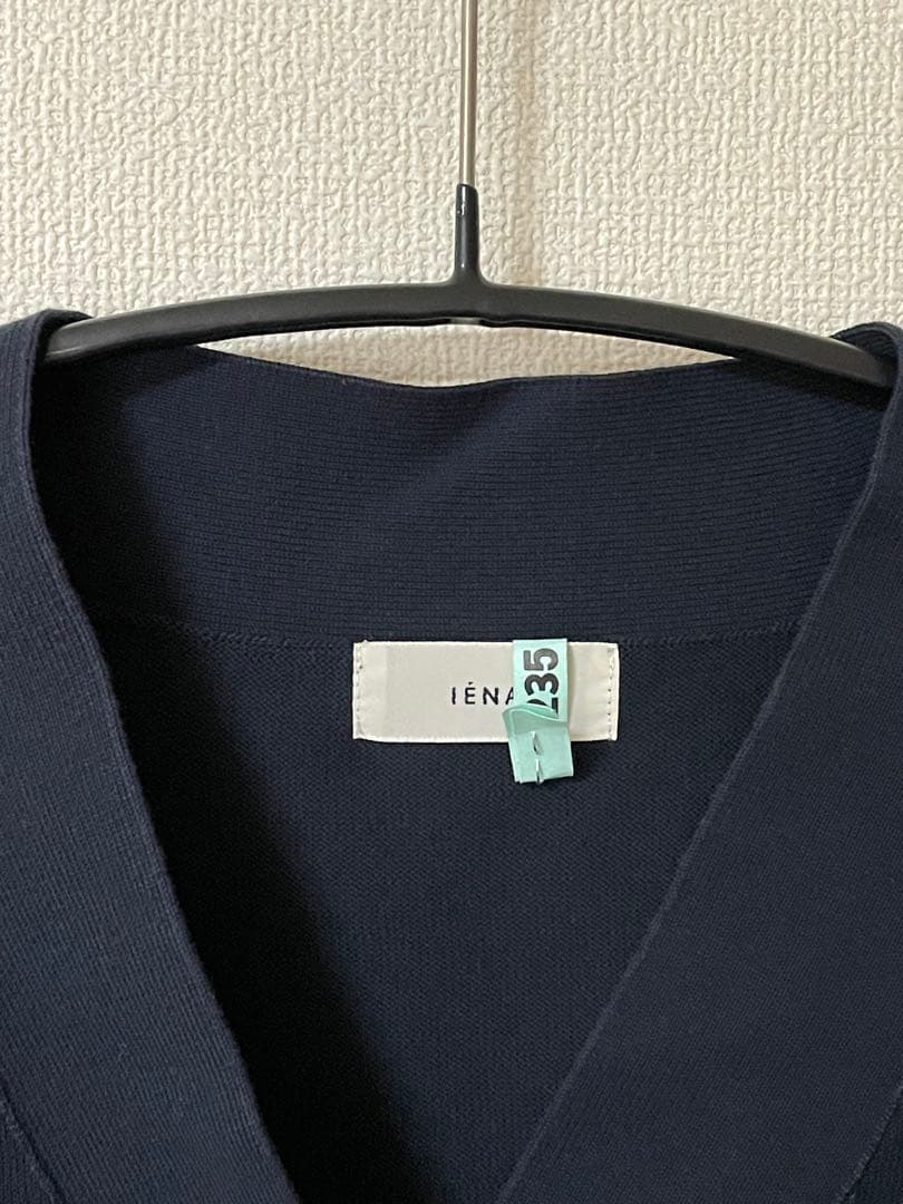 【美品】IENA ドライコットン Vネックカーディガン ネイビー