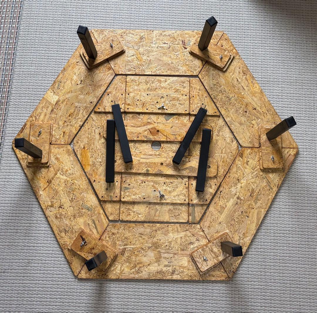 ゆずゆ出品　ヘキサテーブル65センターテーブル付き　チーク