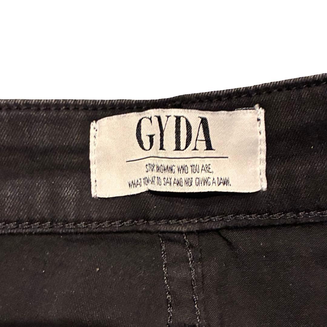 GYDA M/W BACKレースクロスデザインカラースキニーパンツ ブラック　M
