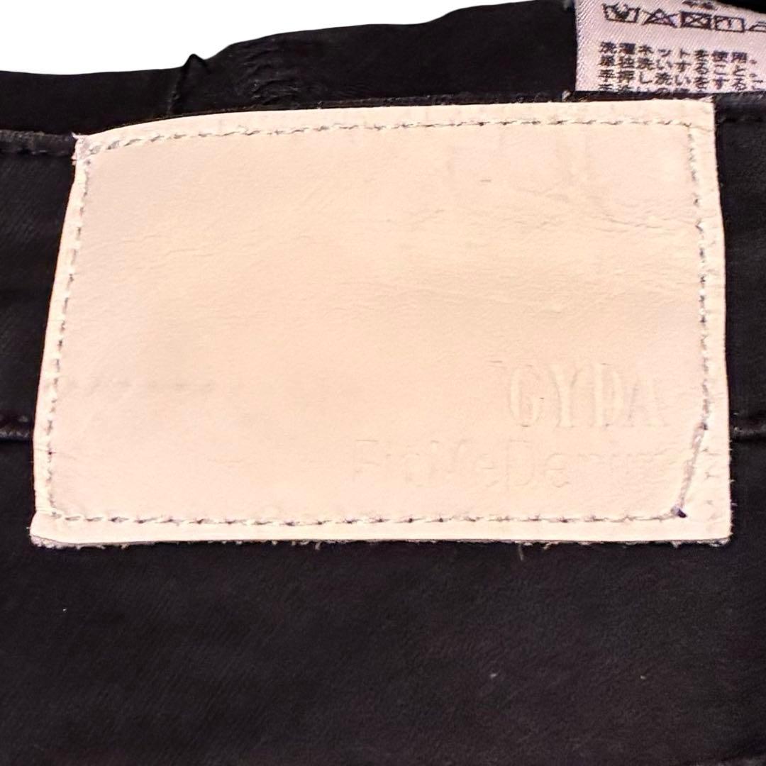 GYDA M/W BACKレースクロスデザインカラースキニーパンツ ブラック　M