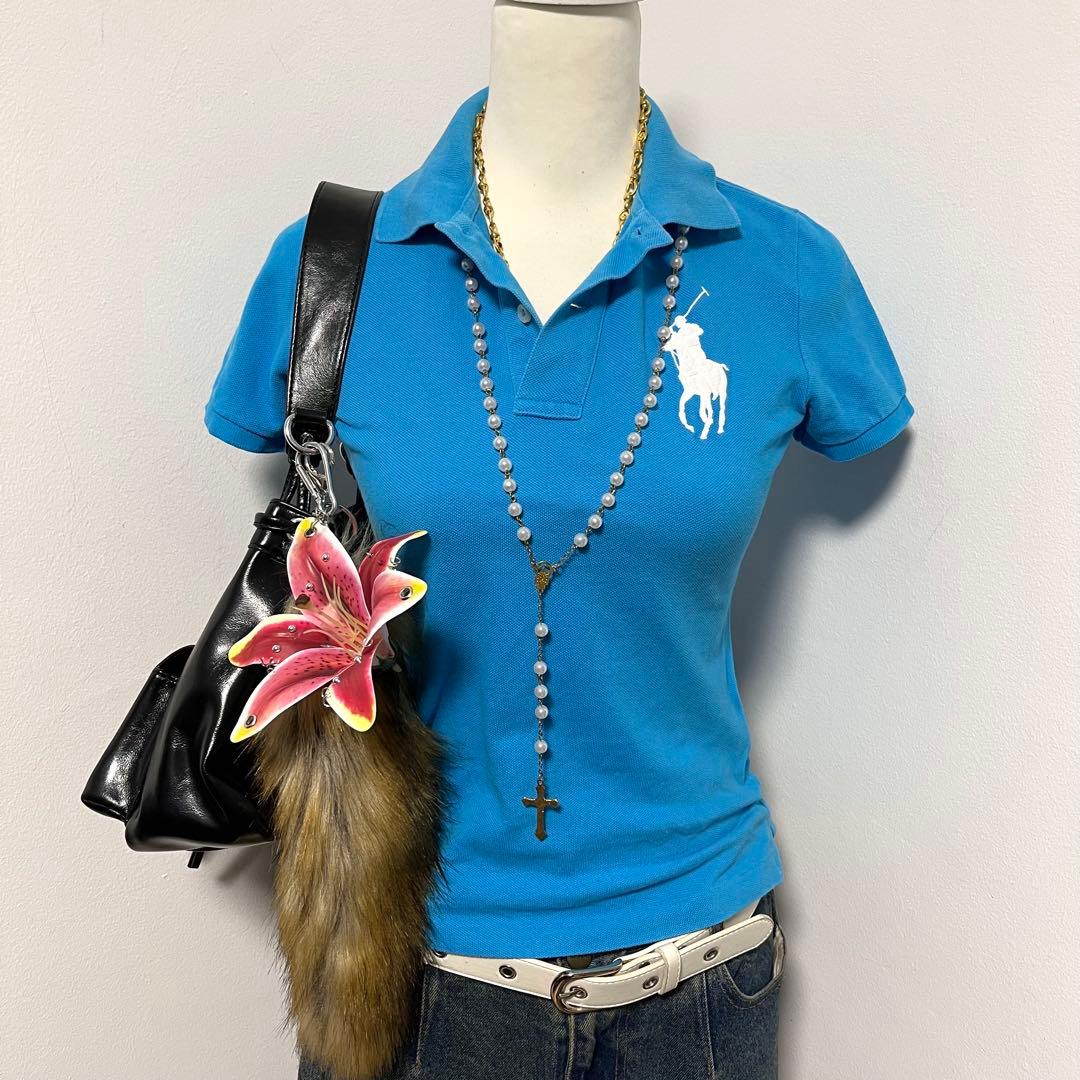 polo ラルフローレン ポロシャツ　ピチ　ビックポニー　 y2k グランジ