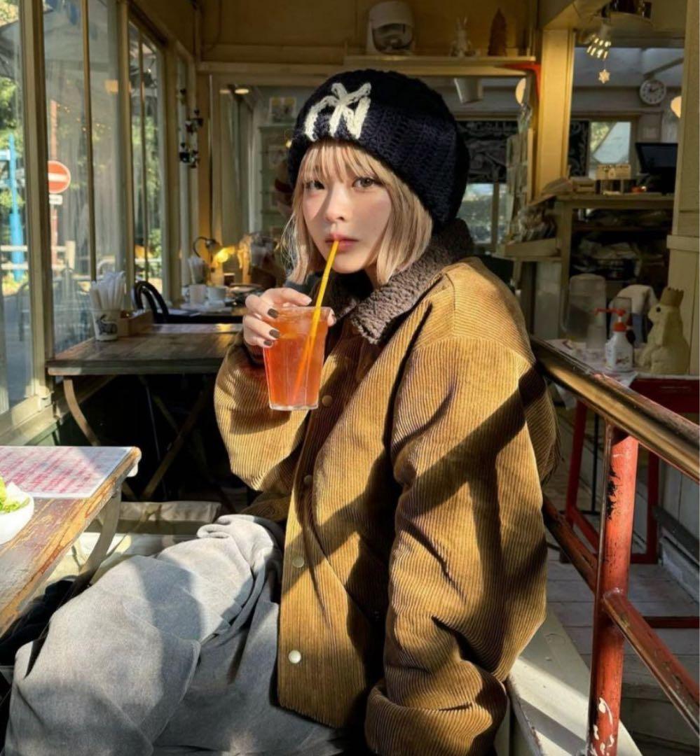 値下げ！Anri Hand made NY beanie(navy)ニット帽