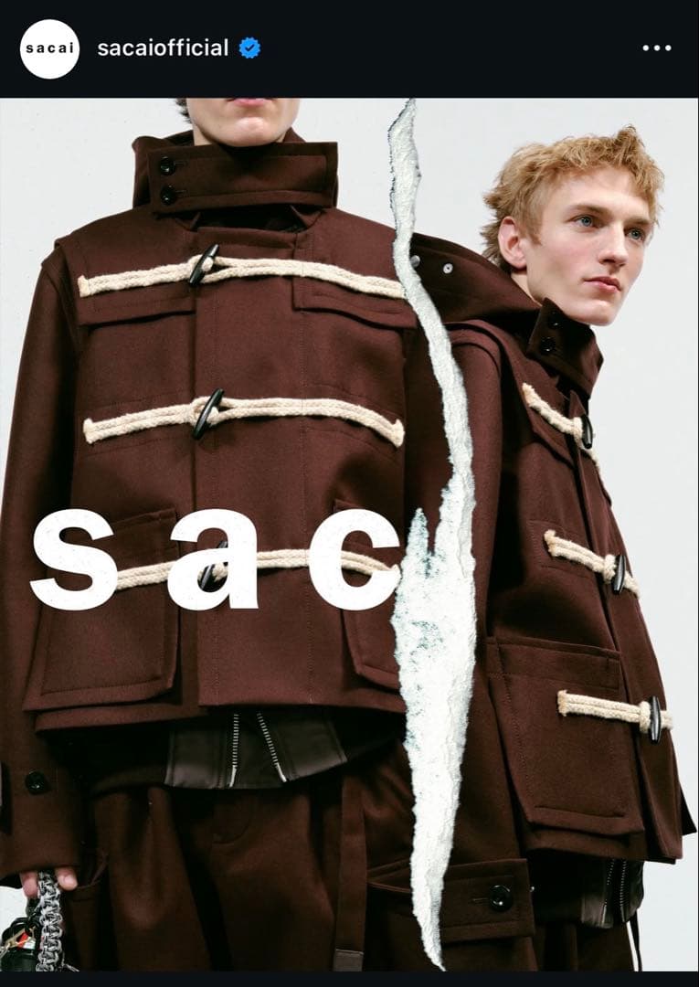 sacai 25AW メルトンダッフルショートコート　サイズ3