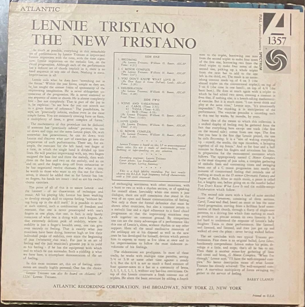 【レア2nd】Lennie Tristano ‎The New Tristano