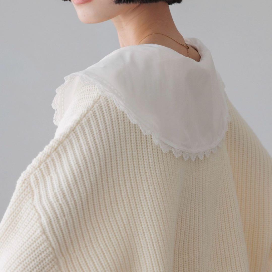 レースカラーニットカーディガン　LOWRYSFARM フェミニン　ガーリー