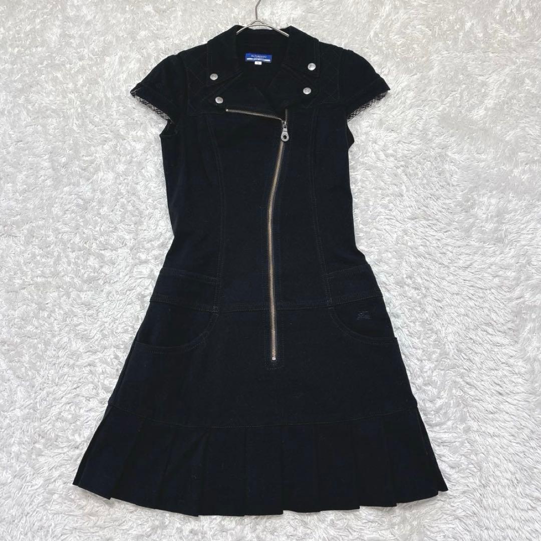 【バーバリーブルーレーベル】 ライダース風 ワンピース ホース刺繍 希少
