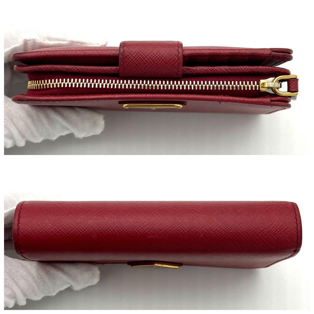 プラダ PRADA サフィアーノ レザー 二つ折り財布 レッド 赤 ゴールド金具