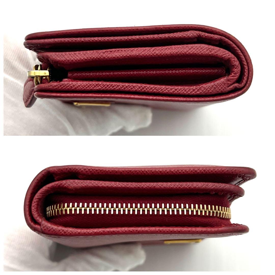 プラダ PRADA サフィアーノ レザー 二つ折り財布 レッド 赤 ゴールド金具