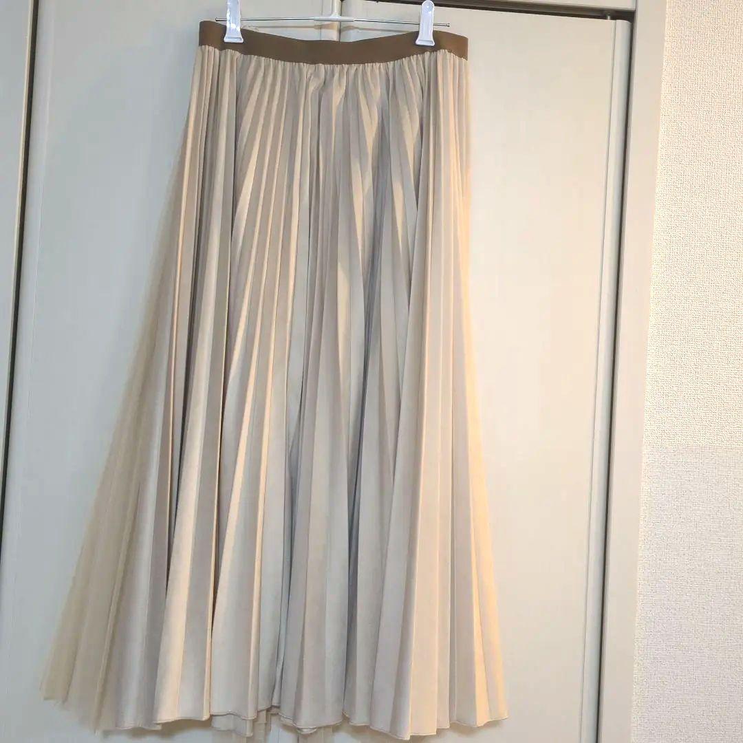 チュール　ベロア　 プリーツ 　ロングスカート　クールカレアン　上品