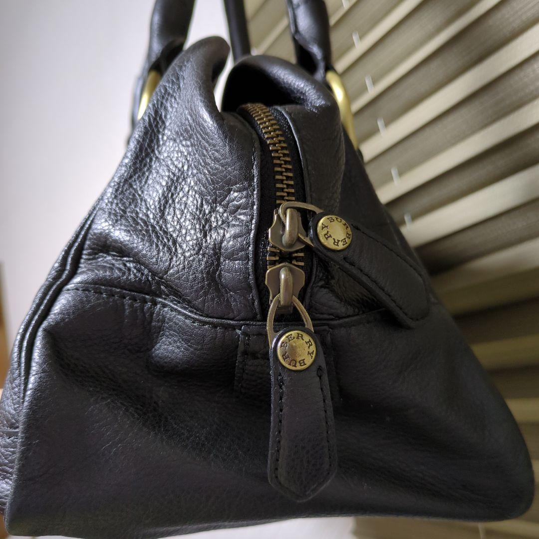 【希少美品】burberry バーバリー バッグ ボストンバッグ レザー 革 黒