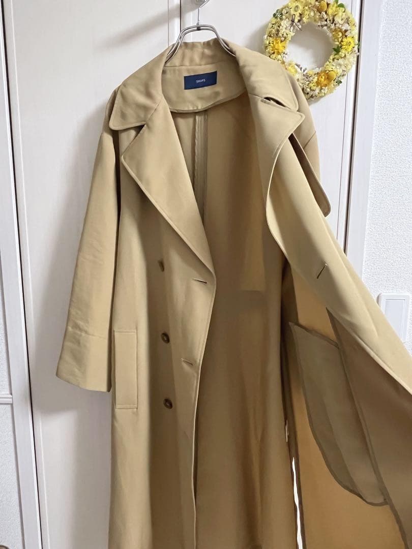 ゆり　SHIPS シップスビッグロングトレンチコート定価3万円