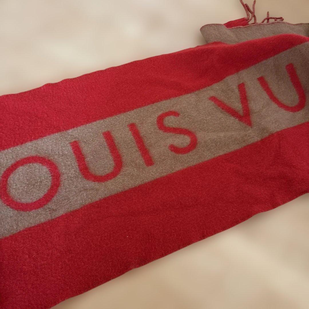 最終SALE LOUIS VUITTON カシミヤ マフラー レッド/キャメル