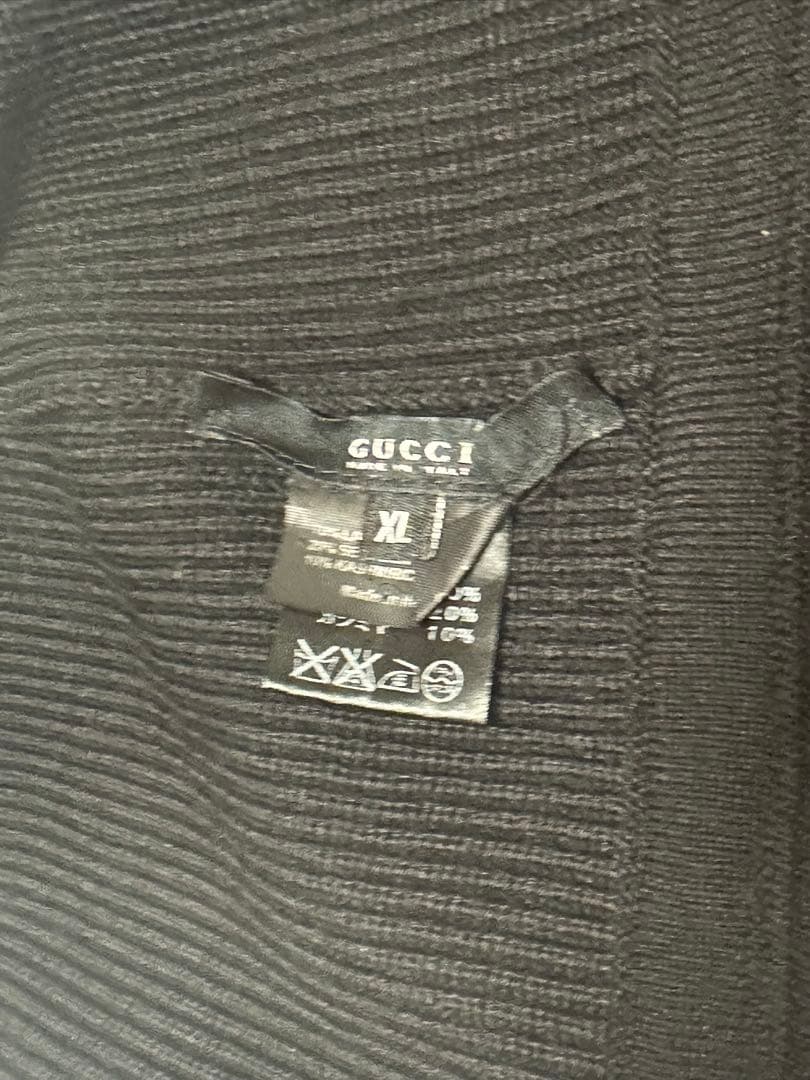 グッチ　シェリーライン　シルク　カシミヤ　ニット帽　ビーニー　ブラック　XL