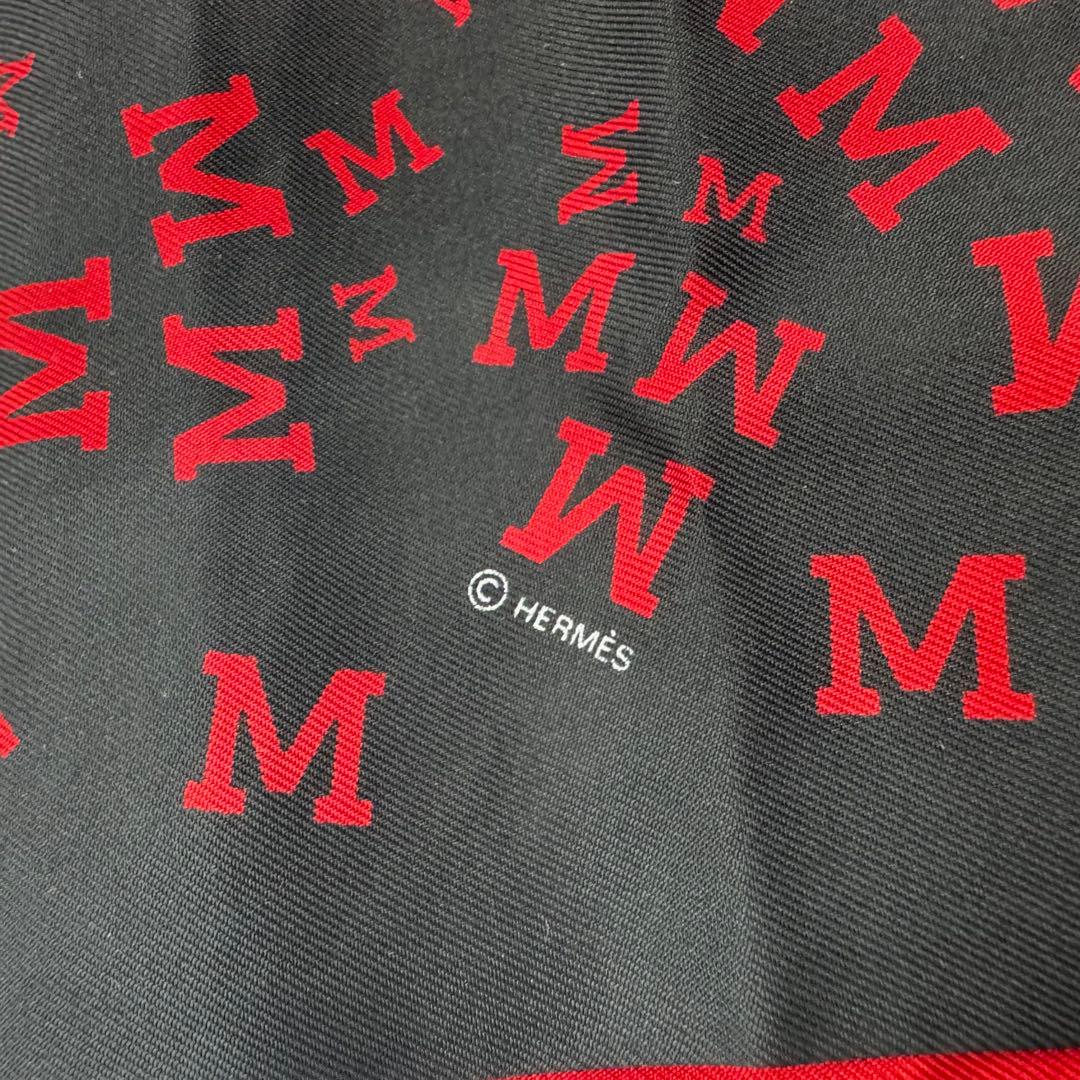 HERMES エルメス シルク ストール スカーフ 黒 メンズ レディース