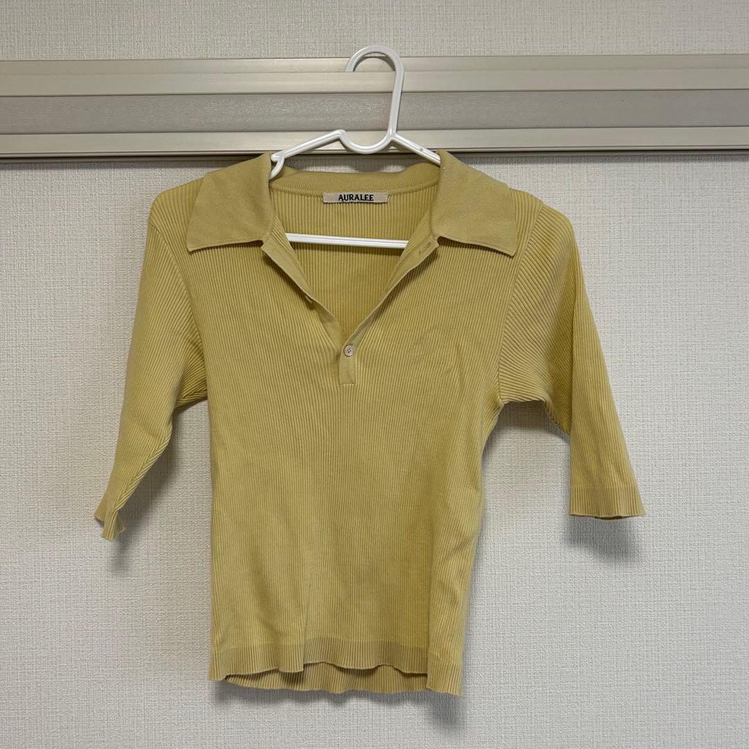 AURAALEE GIZA HIGH GAUGE RIB KNIT イエロー