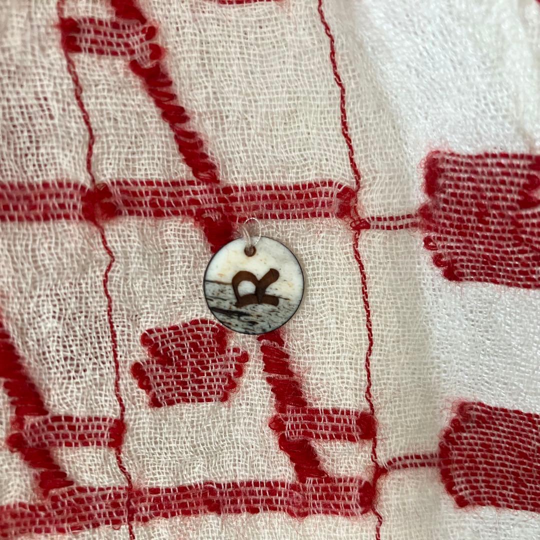 美品✨45R✨45rpm✨赤白生成りやわらかガーゼ大判ストールショール花柄ドット