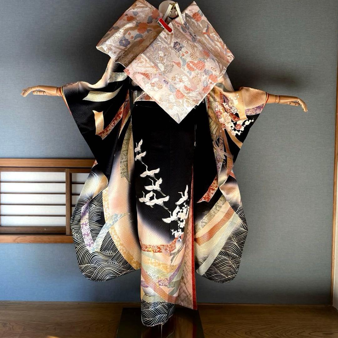 振袖フルセット　桂由美ブランド　手描き友禅　金彩　成人式振袖　振袖