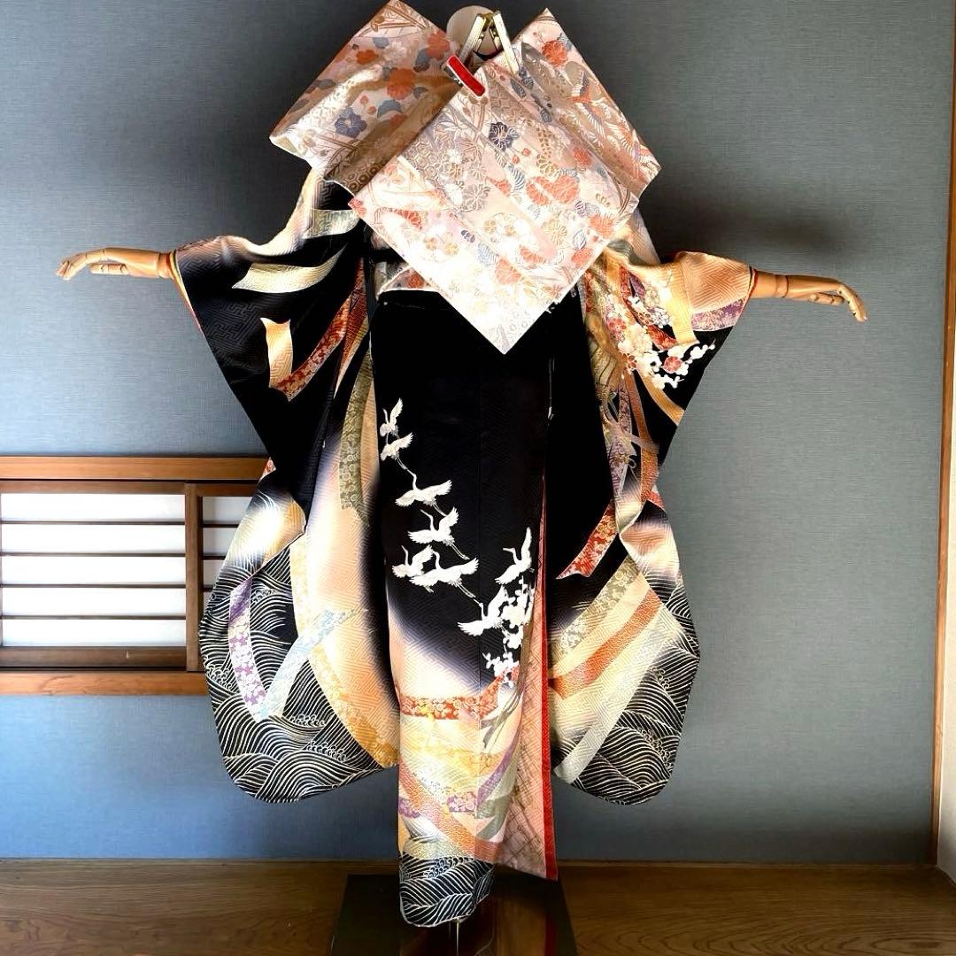 振袖フルセット　桂由美ブランド　手描き友禅　金彩　成人式振袖　振袖