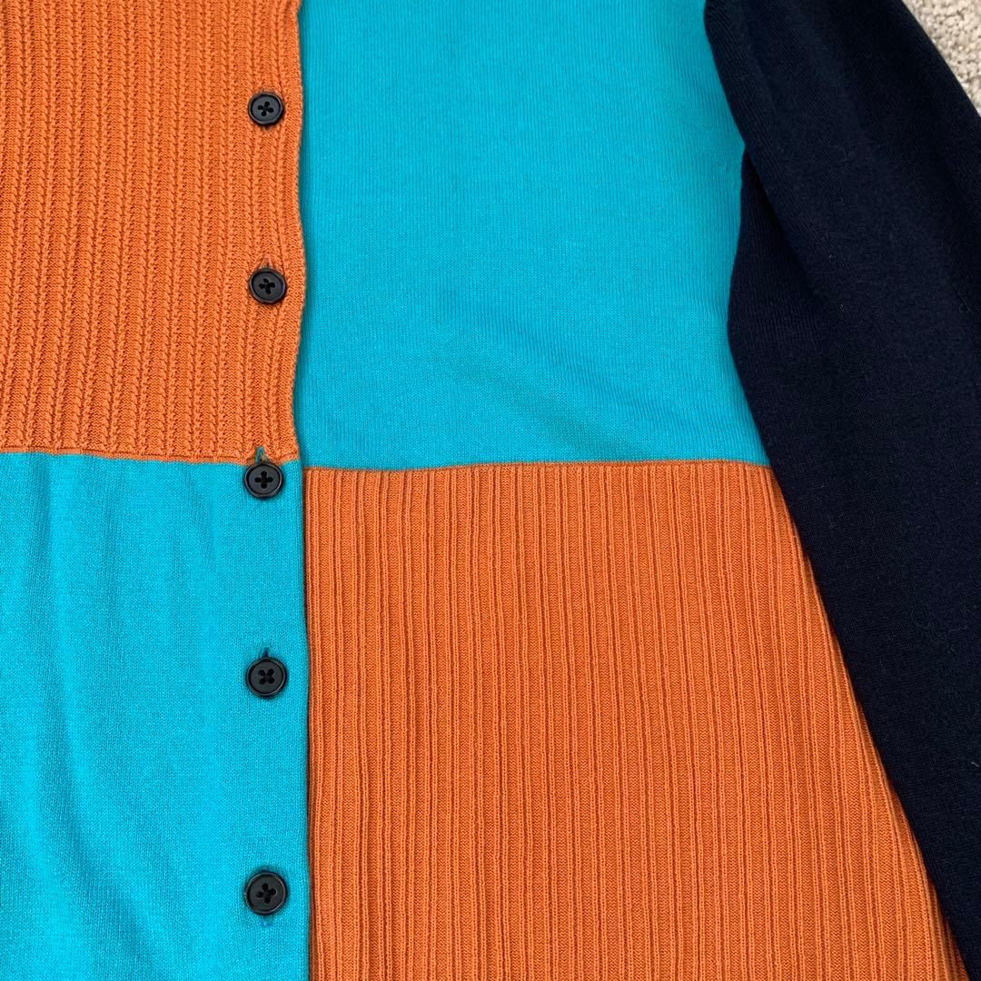 【美品】ポールスミス　カーディガン　バイカラー　ブルー　オレンジ　XL