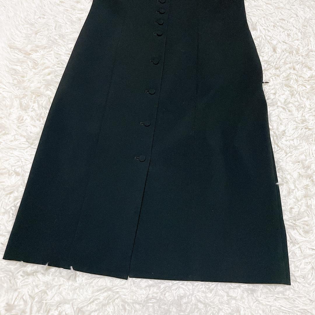 FOXEY フリル袖 ワンピース ストレッチ 膝丈 前開き サイズ40 ブラック