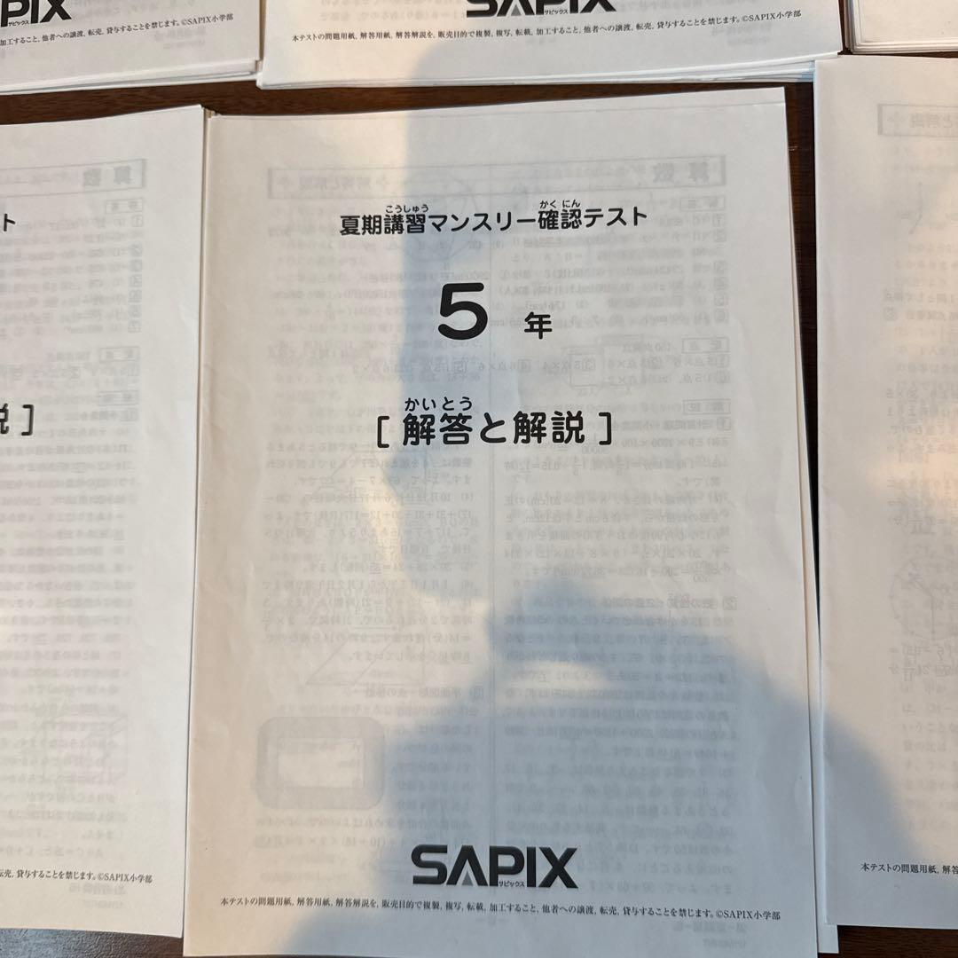 サピックス　組分けテスト　復習テスト　組分けテスト　5年生　SAPIX