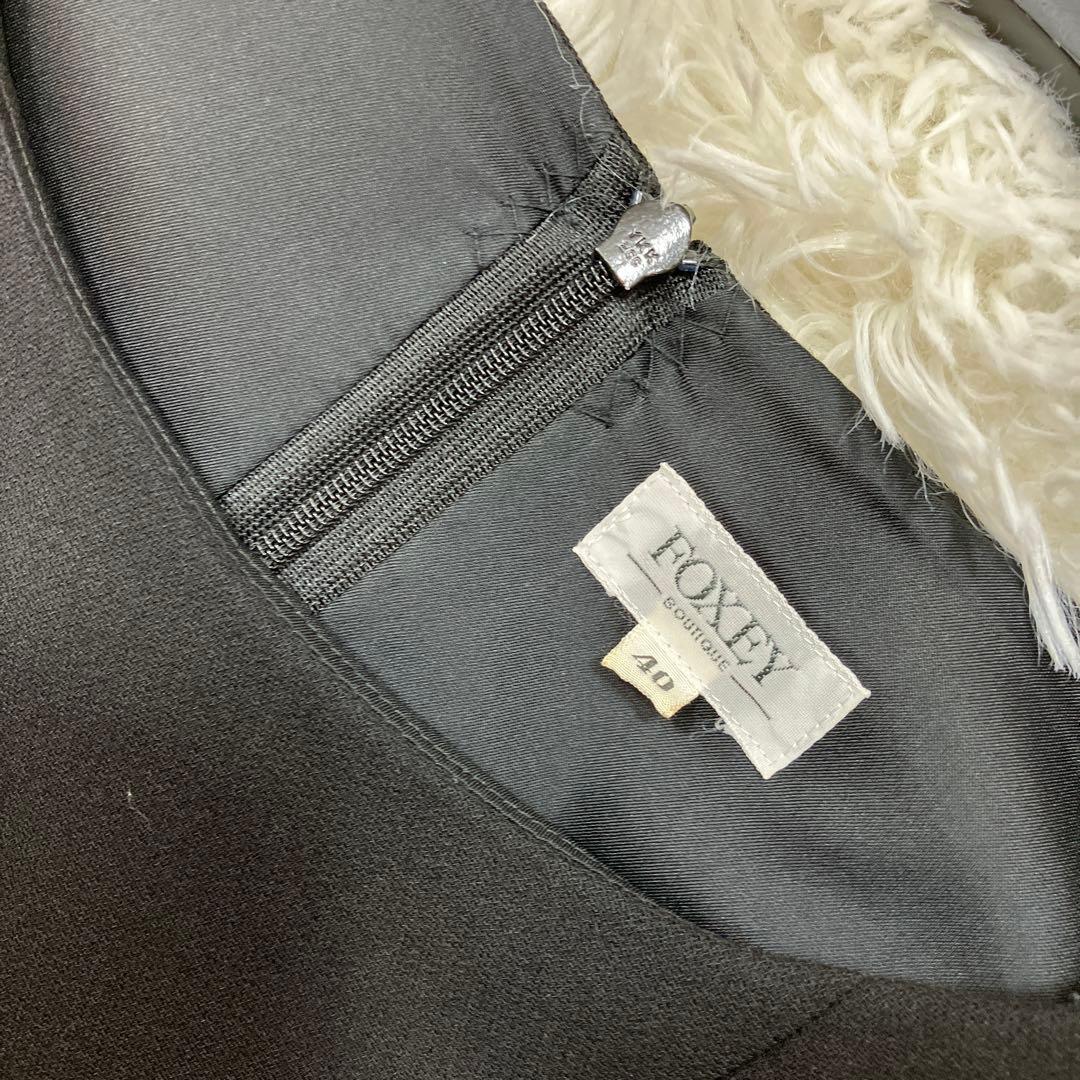 極美品 フォクシーブティック ワンピース Aラインフレアスカート 黒色 Lサイズ