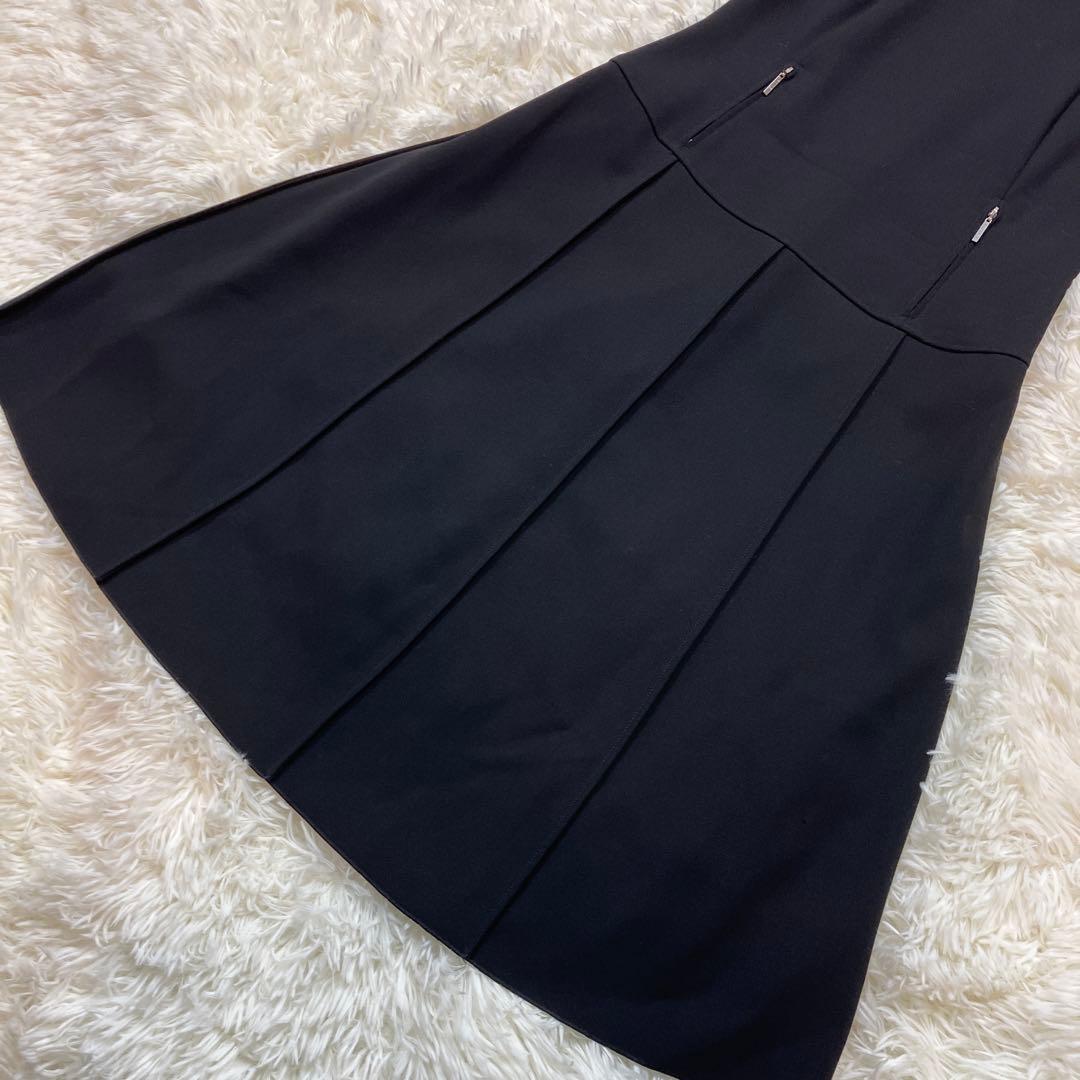 極美品 フォクシーブティック ワンピース Aラインフレアスカート 黒色 Lサイズ