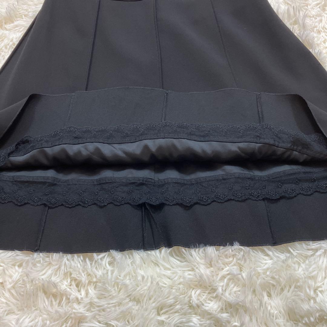 極美品 フォクシーブティック ワンピース Aラインフレアスカート 黒色 Lサイズ