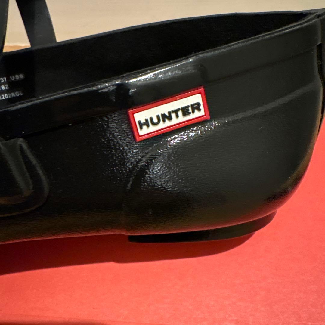 HUNTER ブラック メリージェーンシューズ グロス23cm UK4（箱あり）