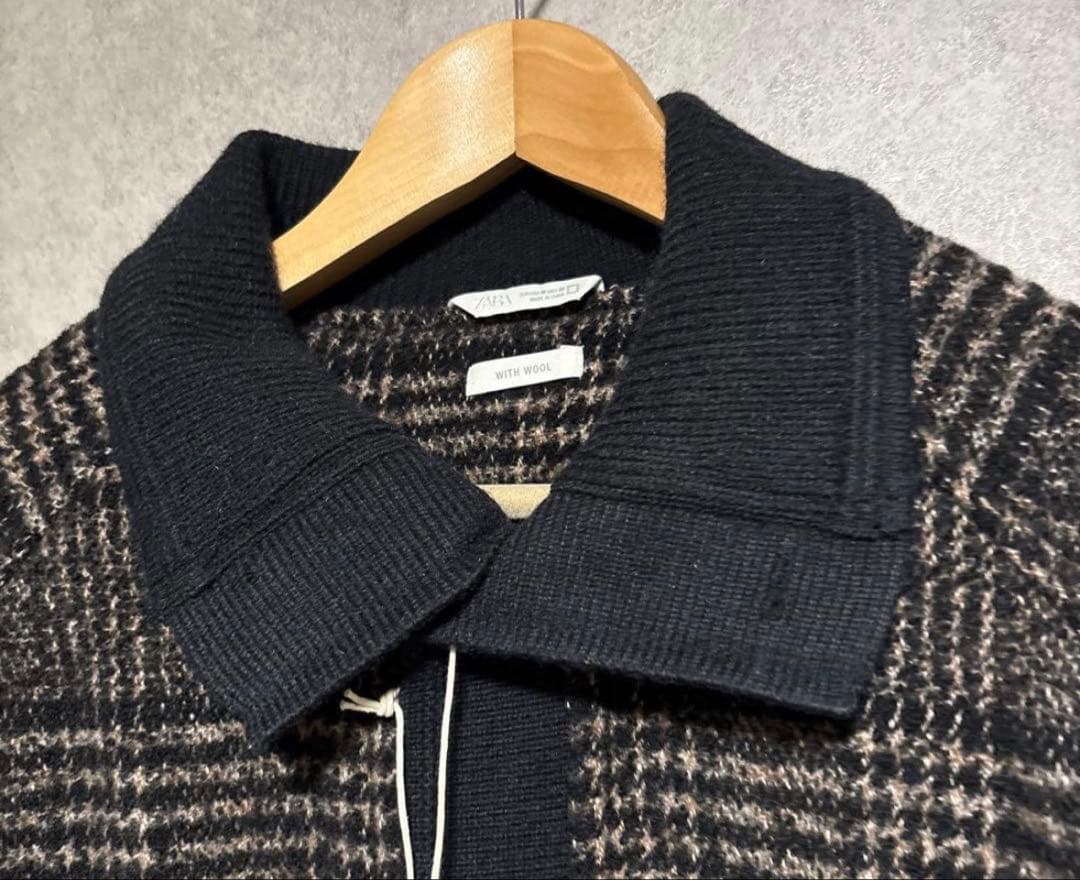 zara ザラ　リブ襟切り替えジャケット M