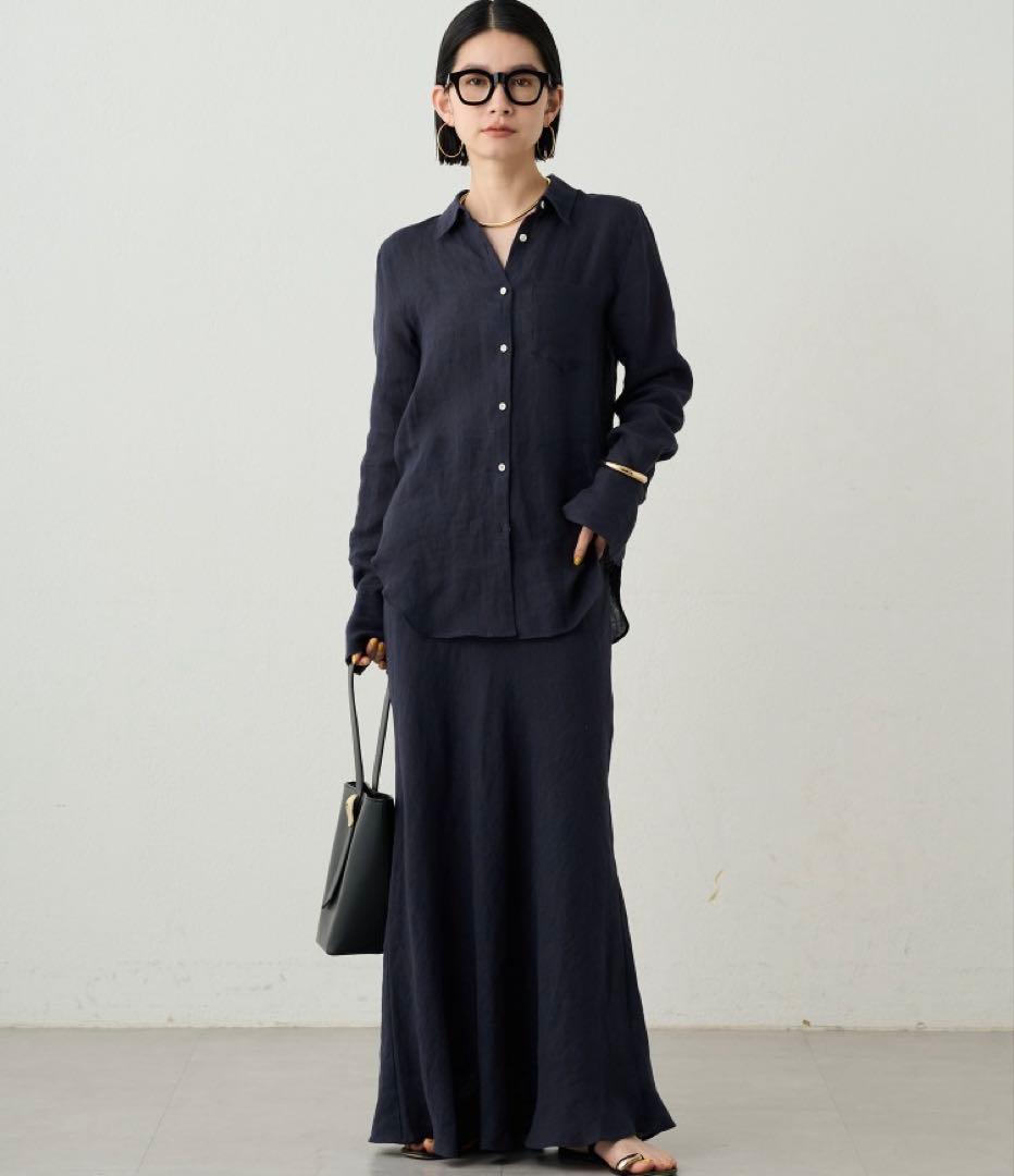 美品　ラウンジドレス　リネンマーメイドスカート