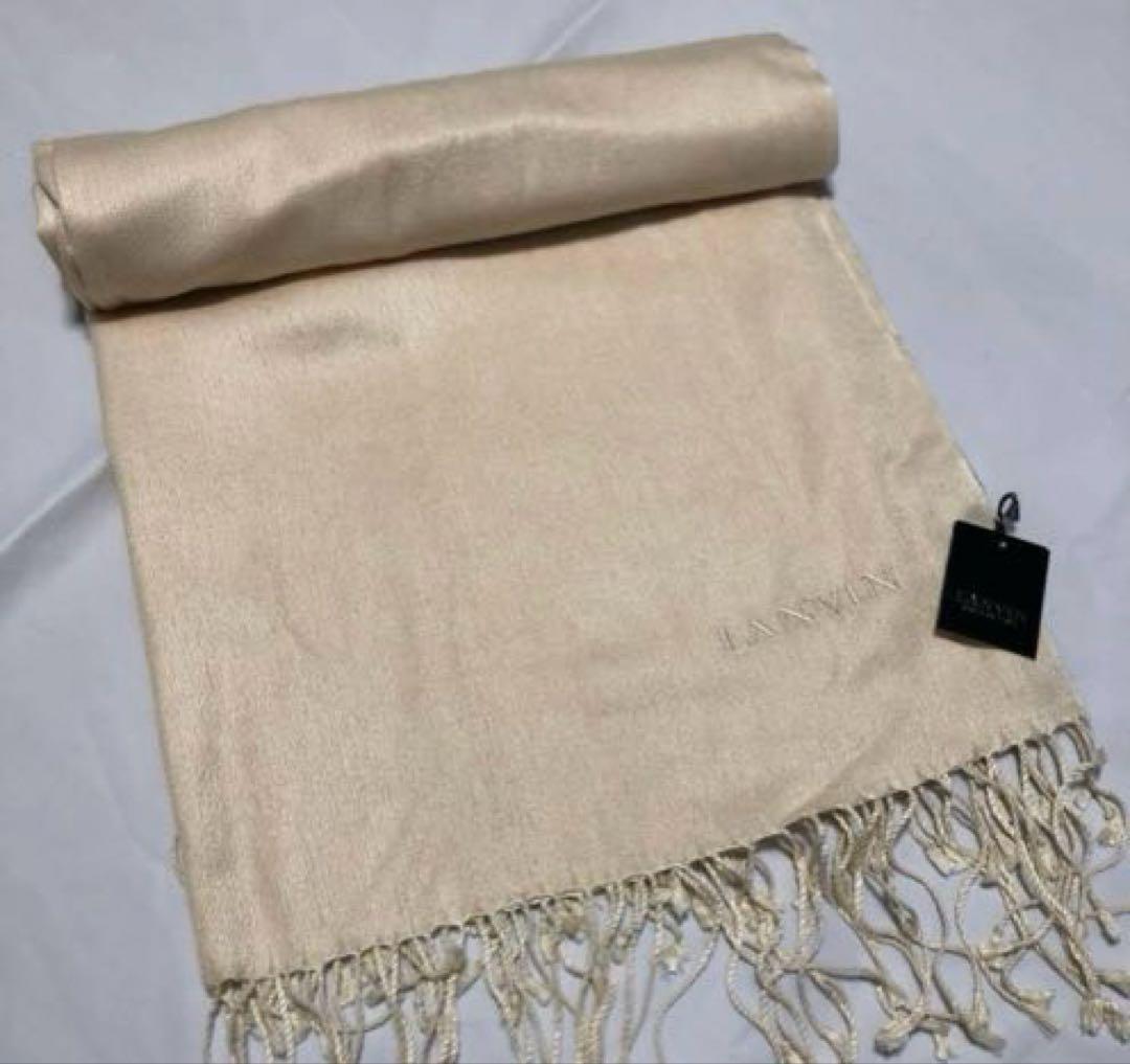 新品 LANVIN ストール ベージュ シルク カシミヤ マフラー